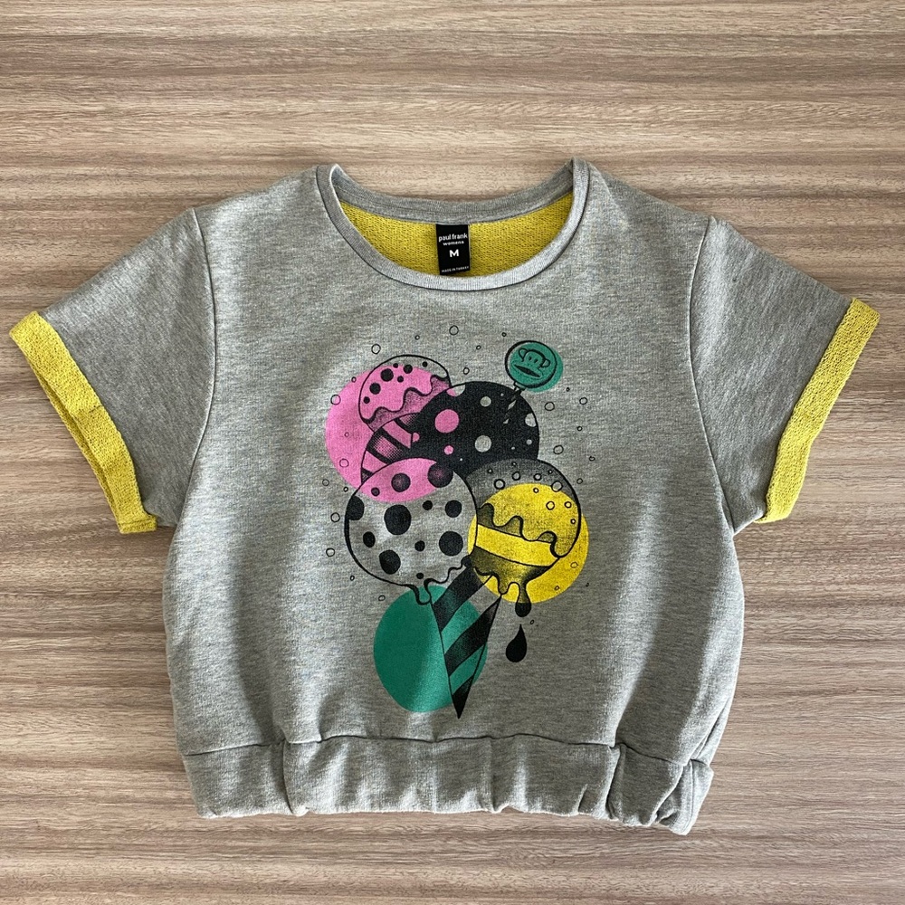 Paul Frank Printed Grey Sweatshirt/Crop Top